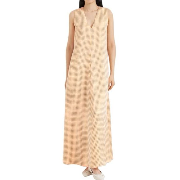 Club Monaco Orange Soft Swing Maxi Dress Gingham Check New Size 12 - Picture 4 of 7